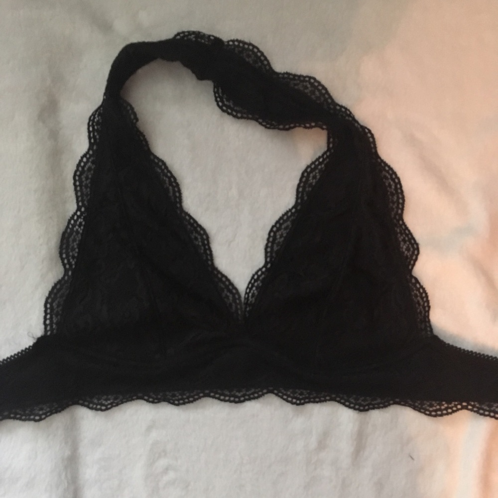 Black lace halter top bralette